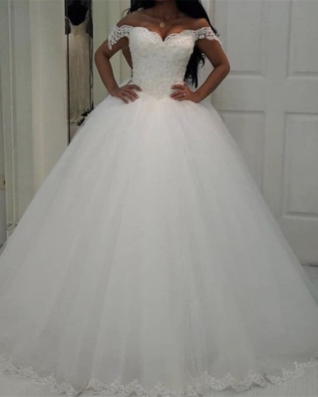 Tulle Princess Wedding Dress Off Shoulder – Lisposa