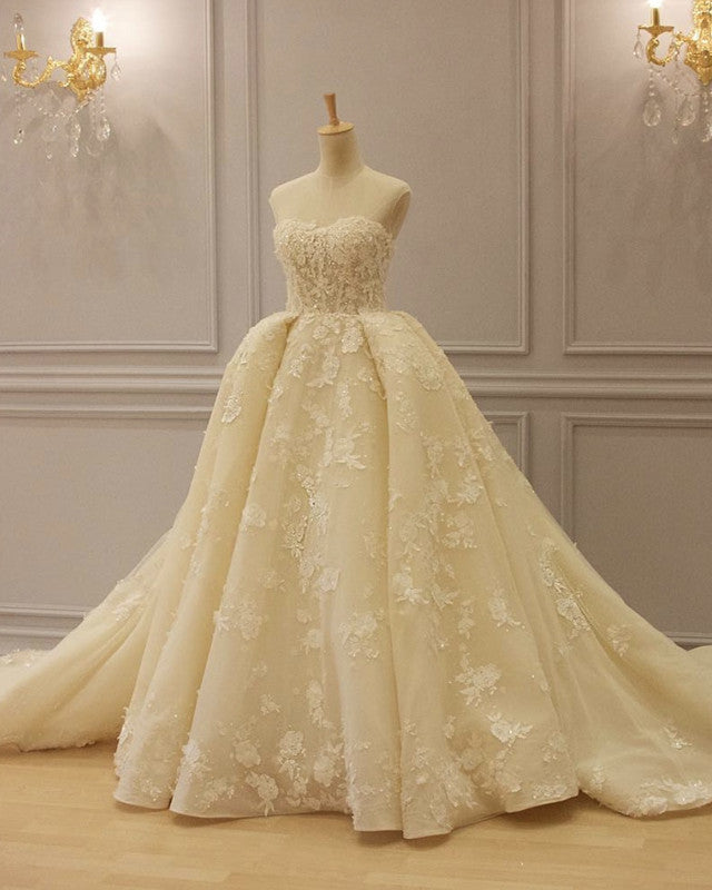 Lace Sweetheart Corset Wedding Dress Ball Gown – Lisposa