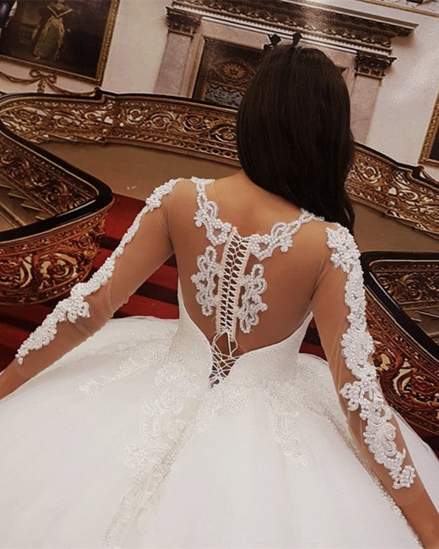 Corset Fit And Flare Wedding Dress With Floral Lace