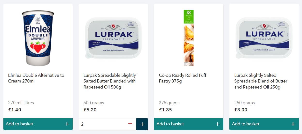 eCommerce grocery website design add to cart button 