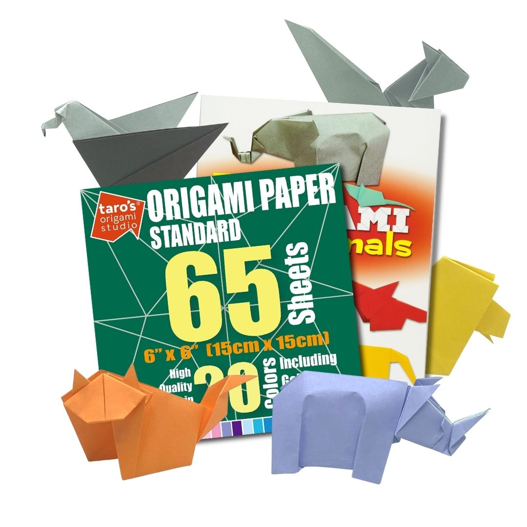 Easy Origami Animal Book + Standard 6 inch 65 Sheet Combo