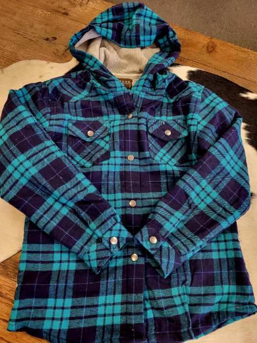 ROPER WOMENS THERMAL LINED FLANNEL SHIRT JACKET (TEAL/NAVY