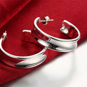 925 Sterling Silver Hoop Classic Earrings 1.18”*0.31” 