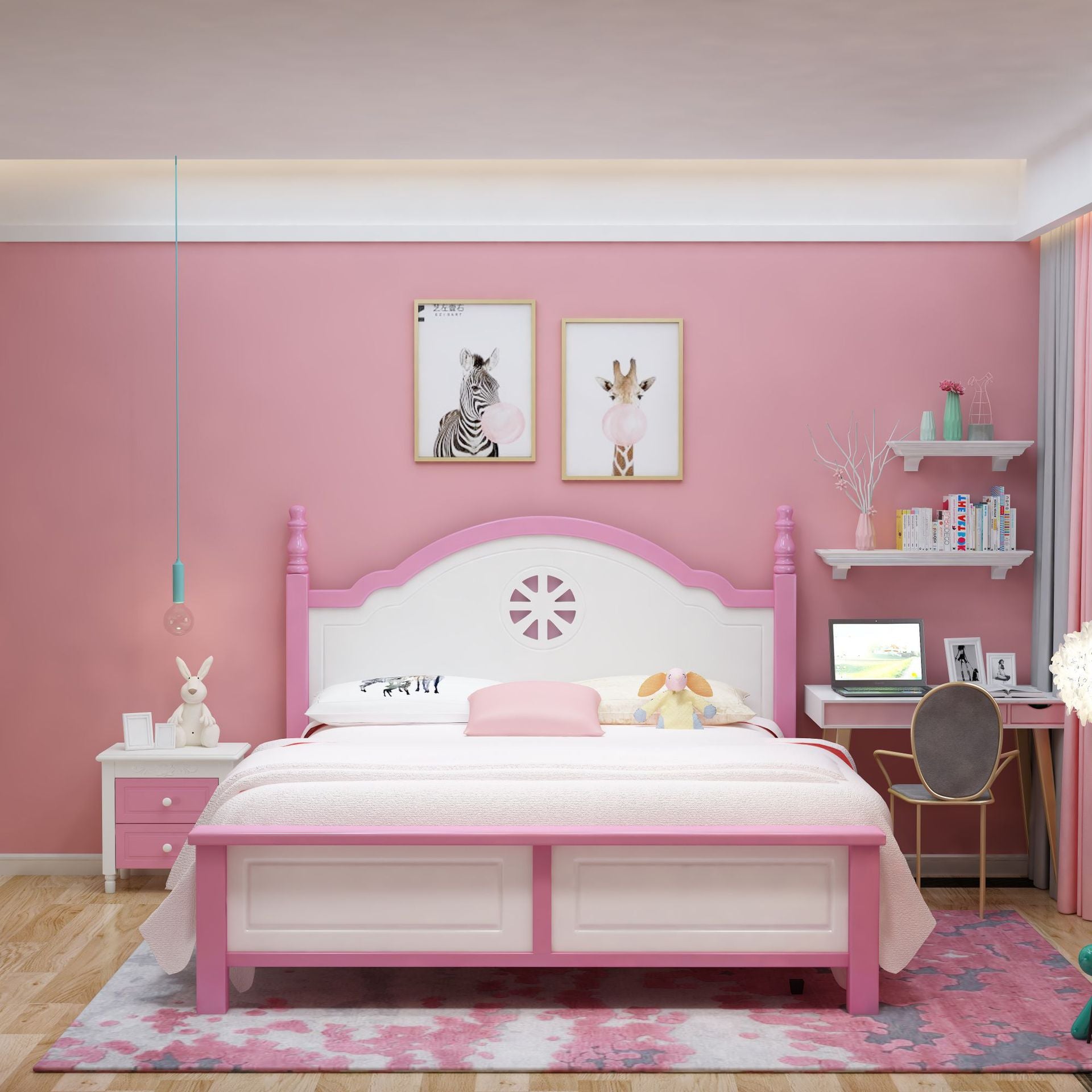 girls pink double bed