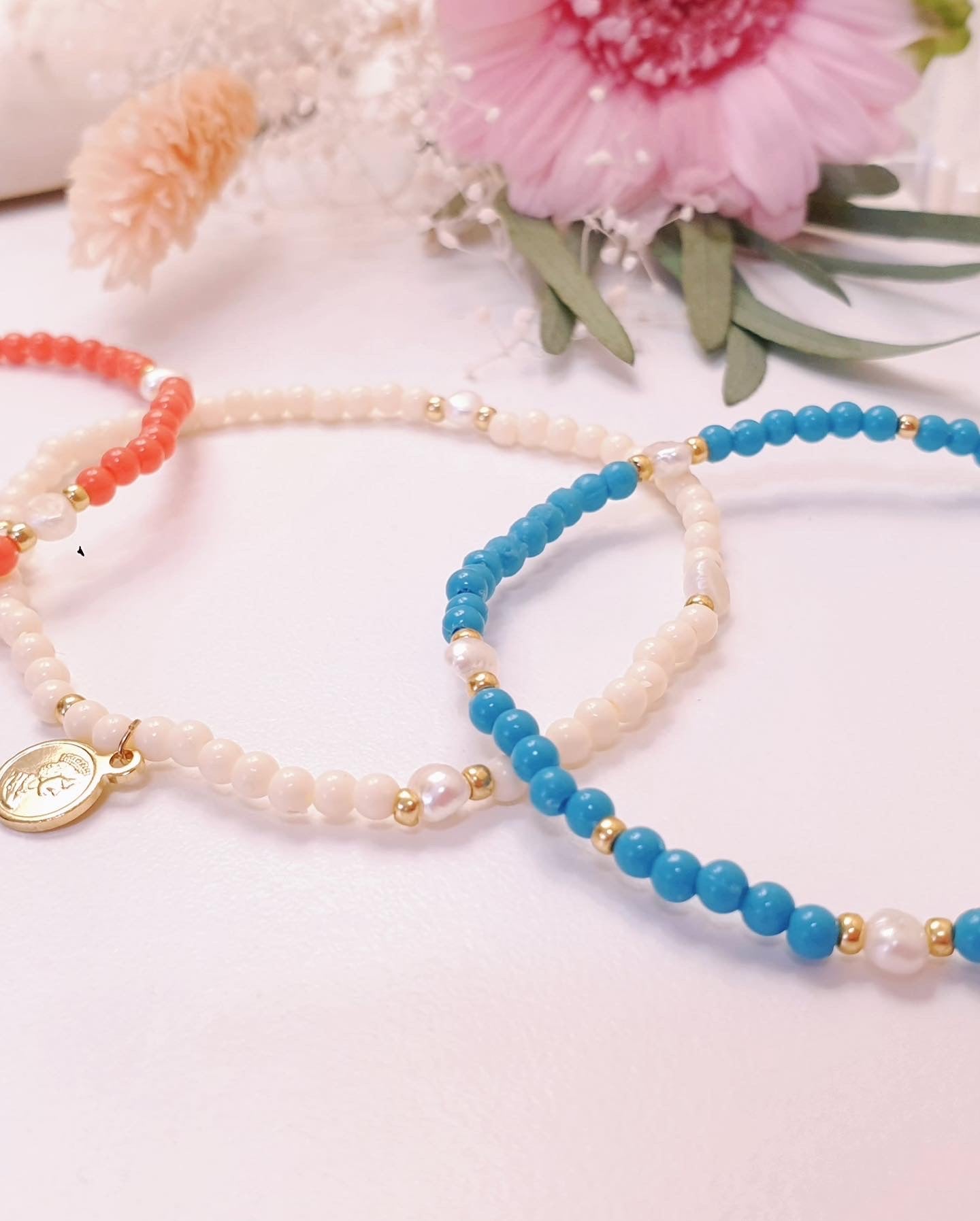 Three Colours with Water pearls Bracelets
