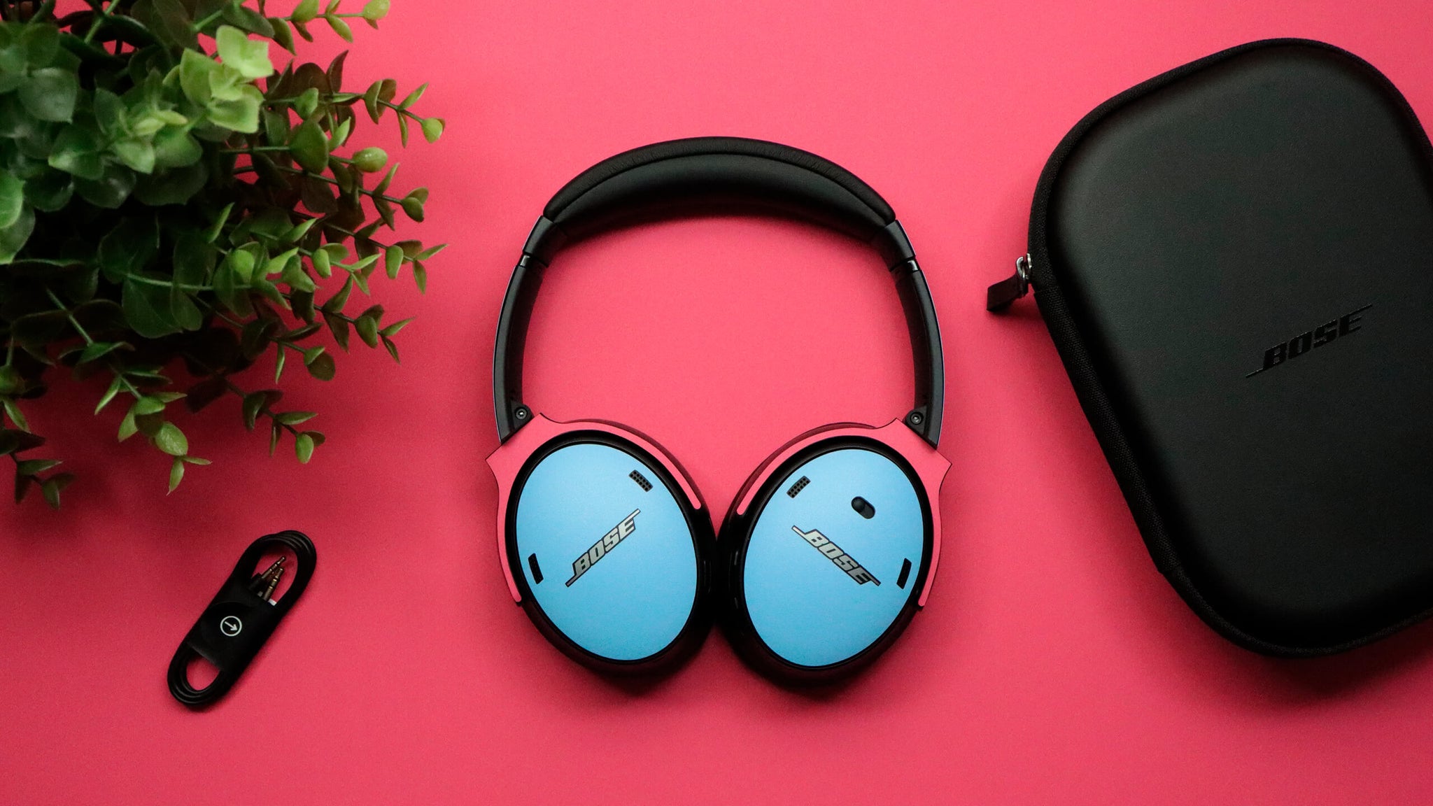 Bose QC45 Headphones Textured matt light blue skins