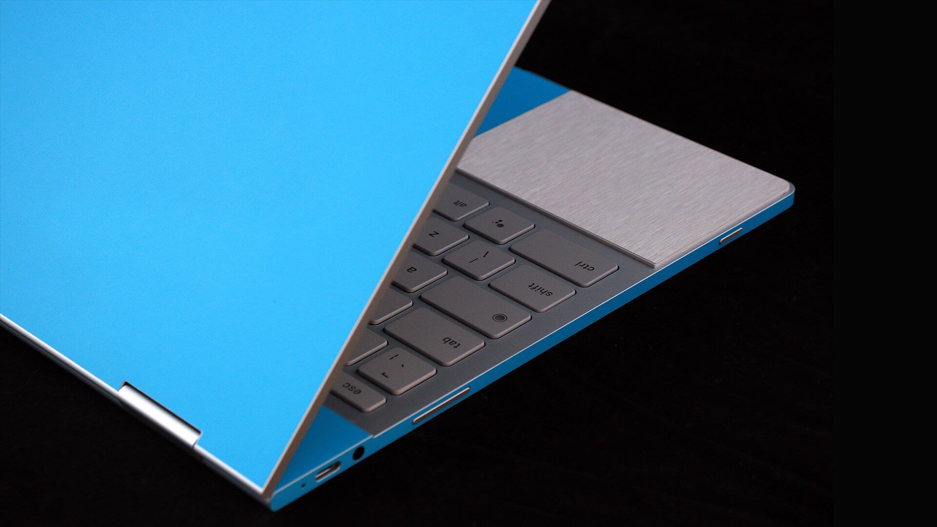 Google Pixelbook Matt Blue and Brushed Aluminium Skins