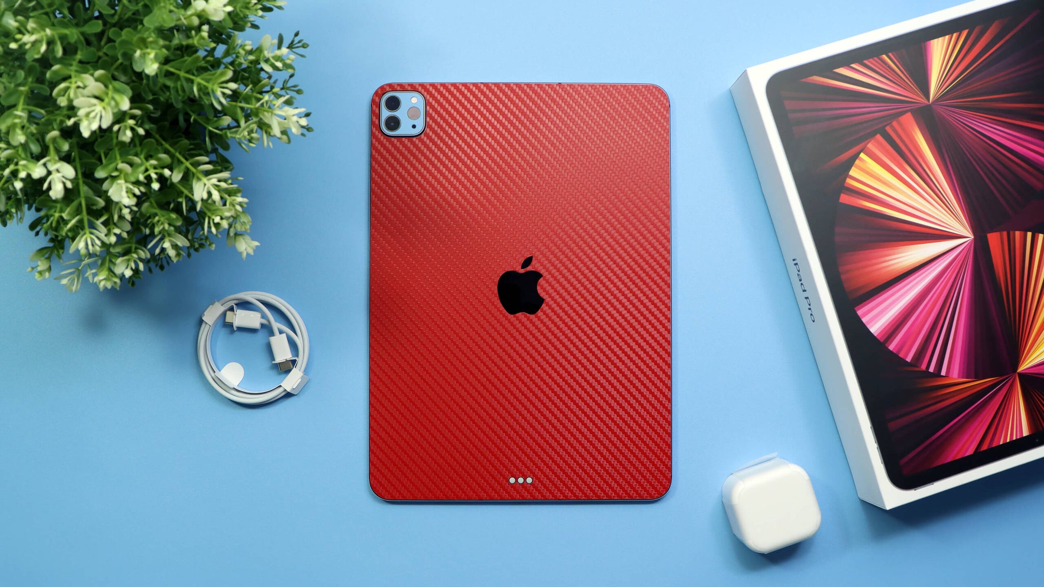 iPad Pro 11" (20121, Gen 3, M1) Red carbon fibre skins