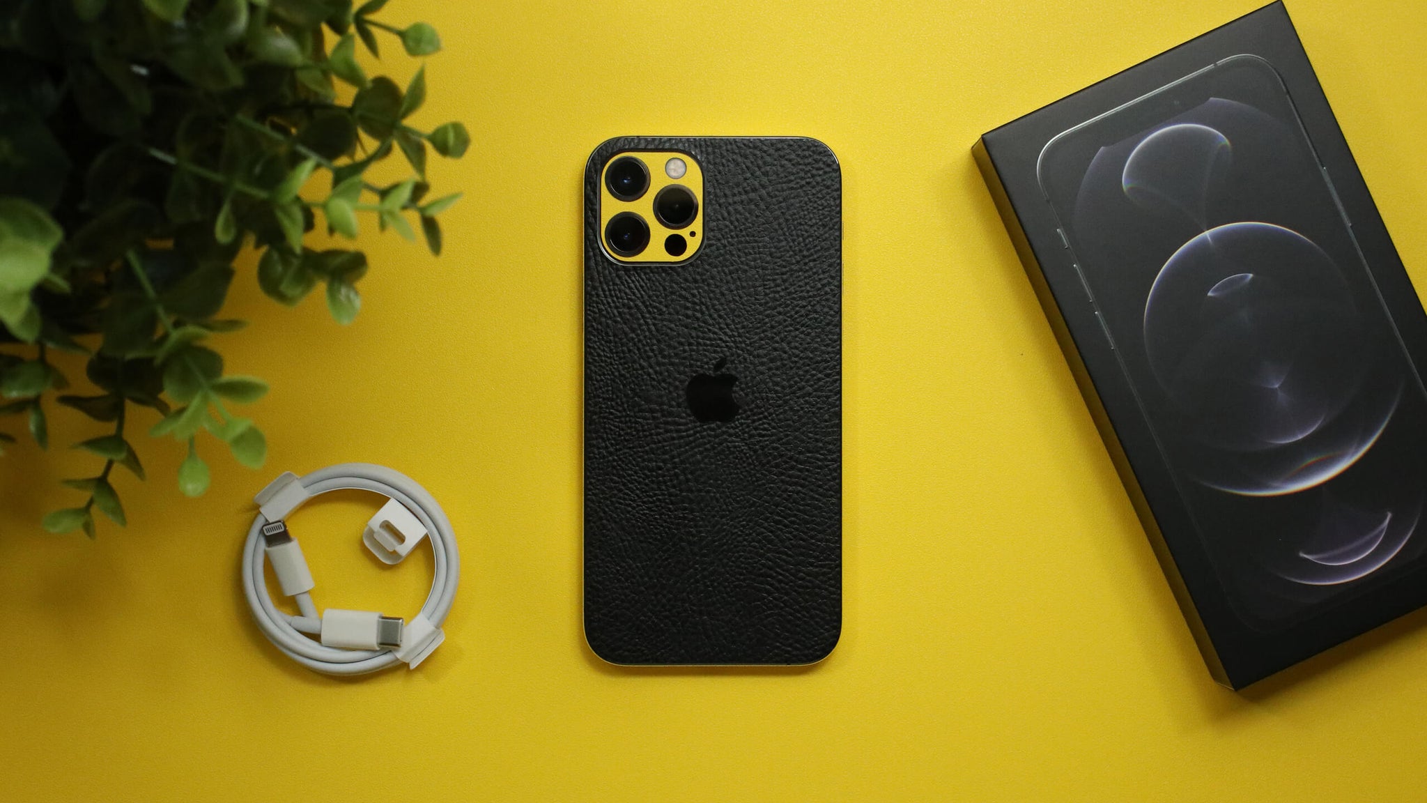 iPhone 12 Pro Black Leather Skins