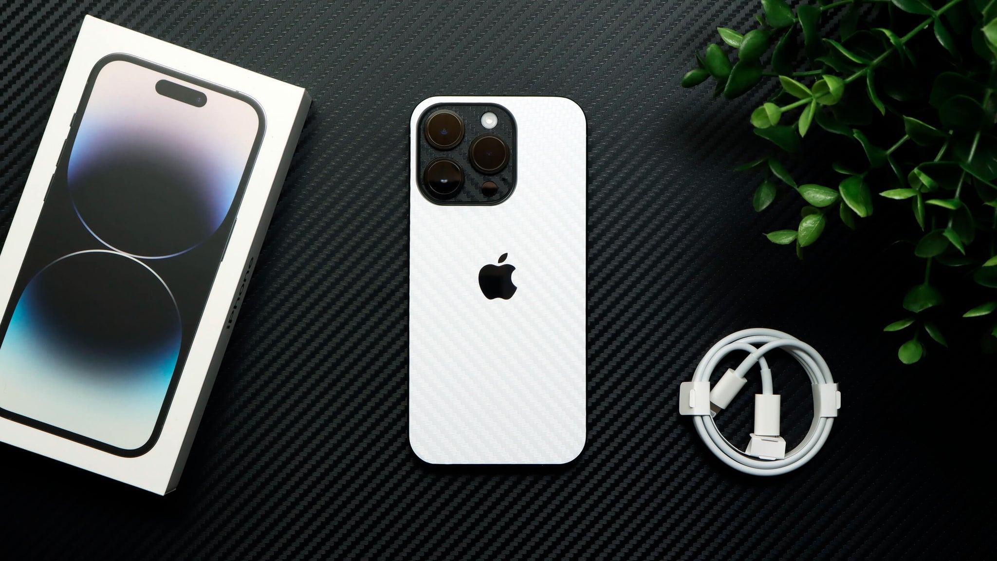 iPhone 14 Pro White carbon fibre skins