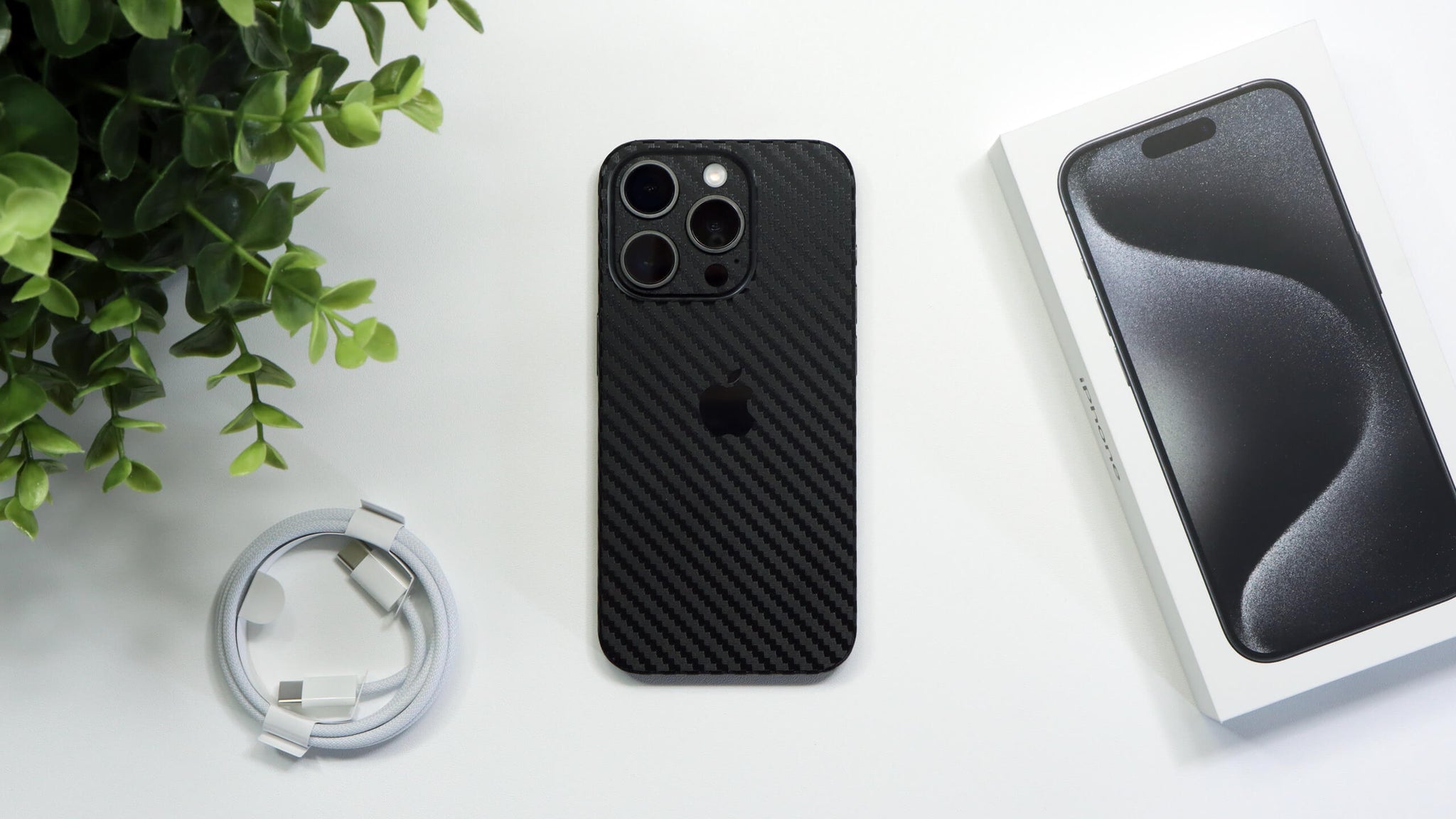 iPhone 15 Pro Max Black carbon fibre skins
