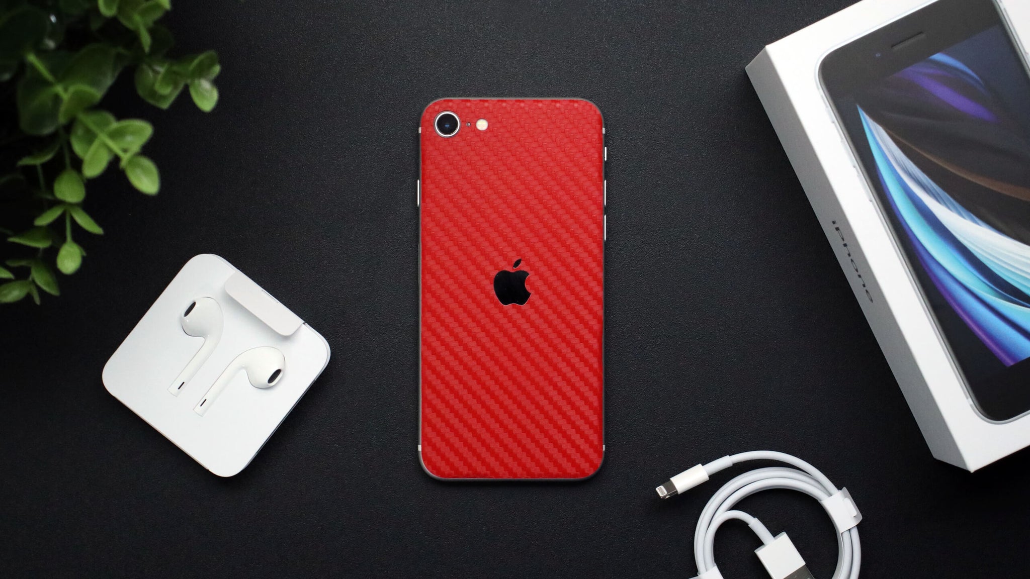 iPhone SE (2020, Gen 2) Red Carbon Fibre Skins