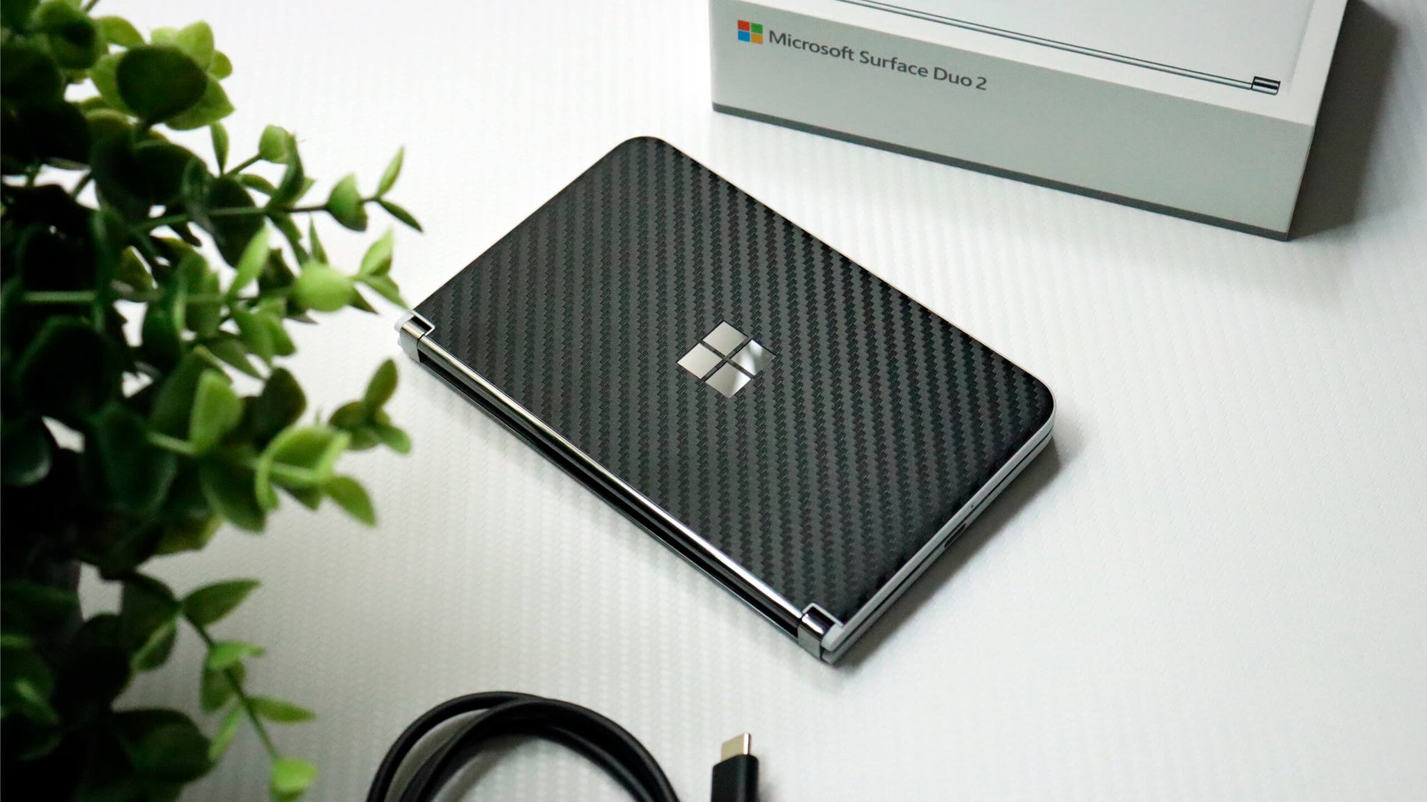 Microsoft Surface Duo 2 Black carbon fibre skins