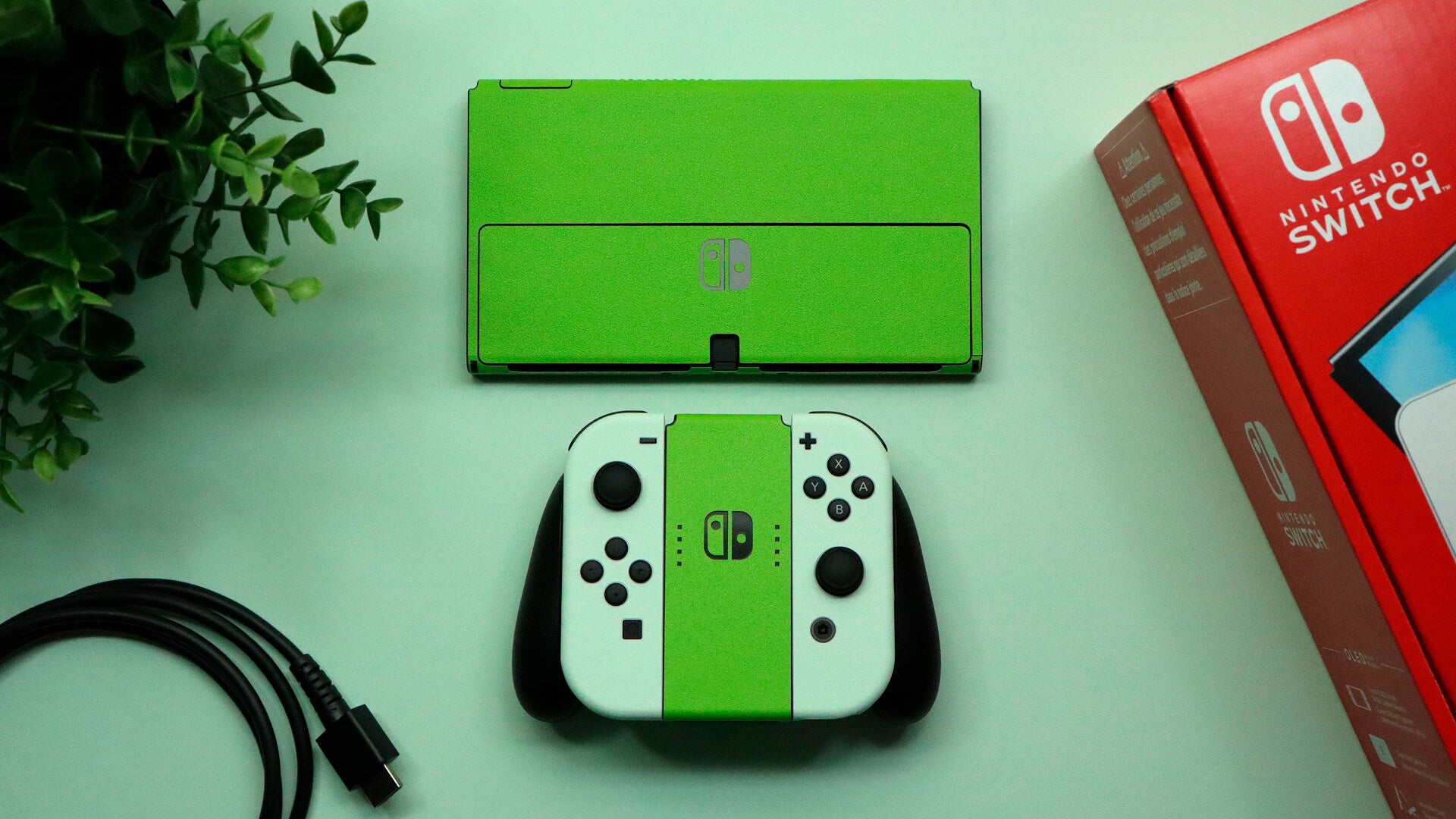 Nintendo Switch OLED Textured matt green skins