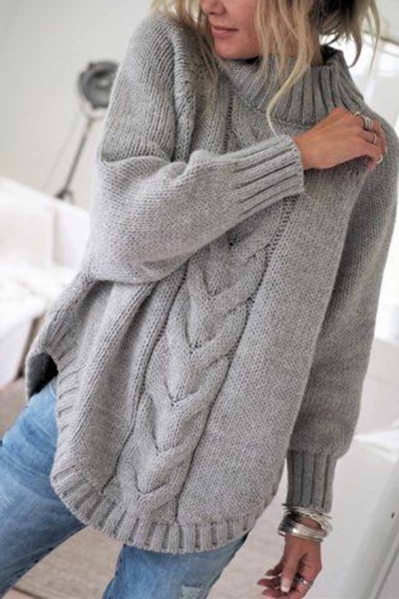 Chicindress Turtleneck Sweater Loose Knitted Pullover Jumper Winter St ...