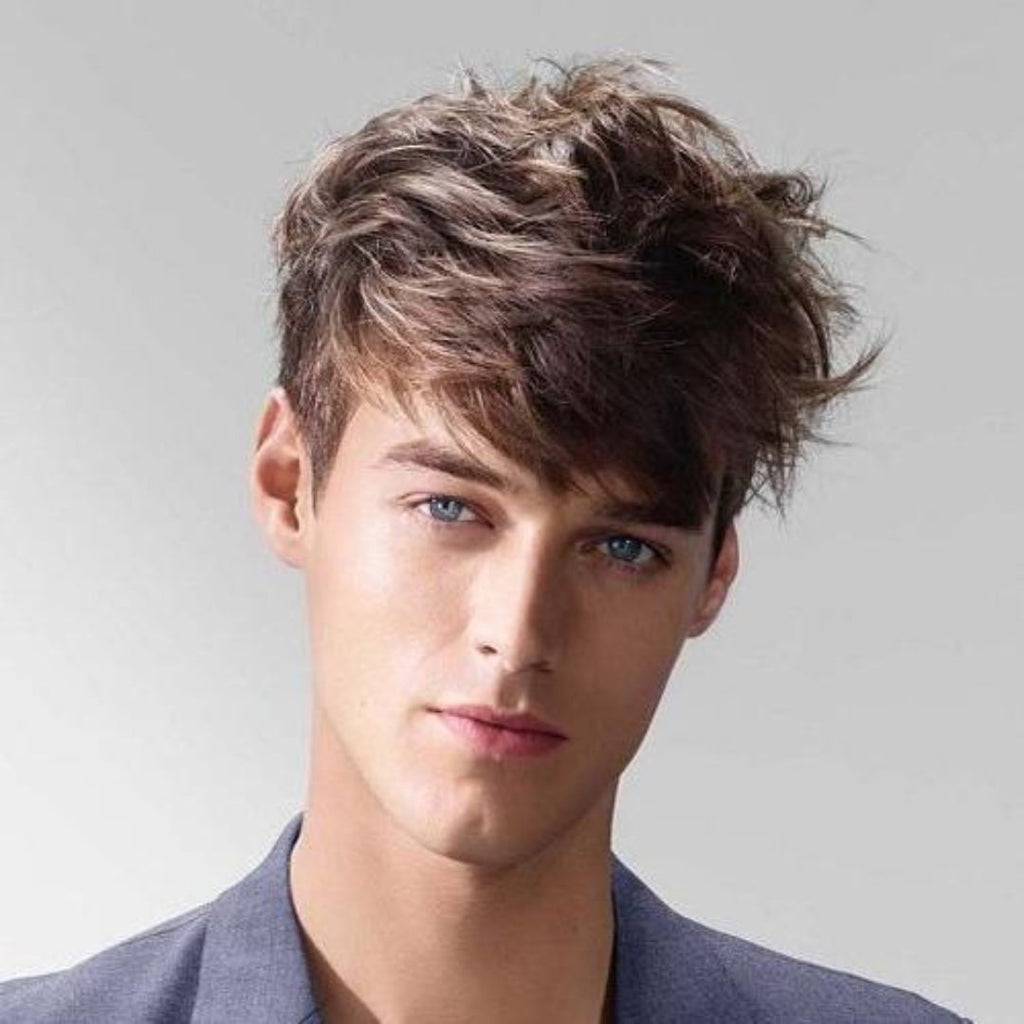 Messy textured men's hair style
