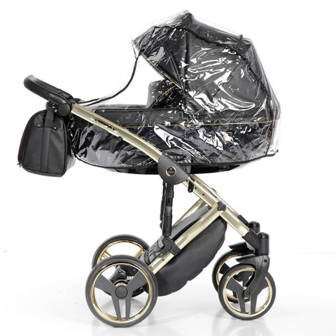 Kinderwagen schwarz mit Regenschutz Junama Fluo Line