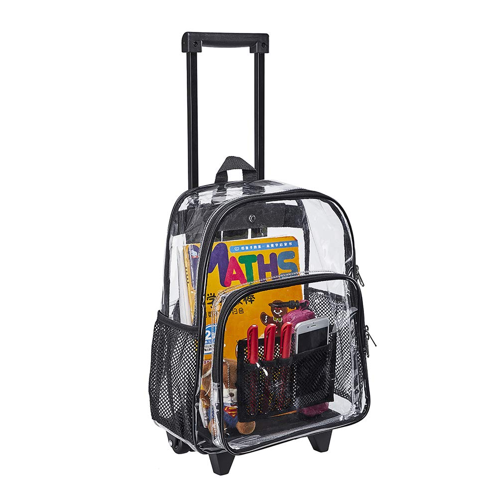 clear backpack with wheels