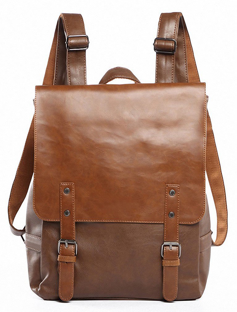 Kenox Vintage PU Leather Laptop Backpack Knapsack Rucksack Weekender D ...