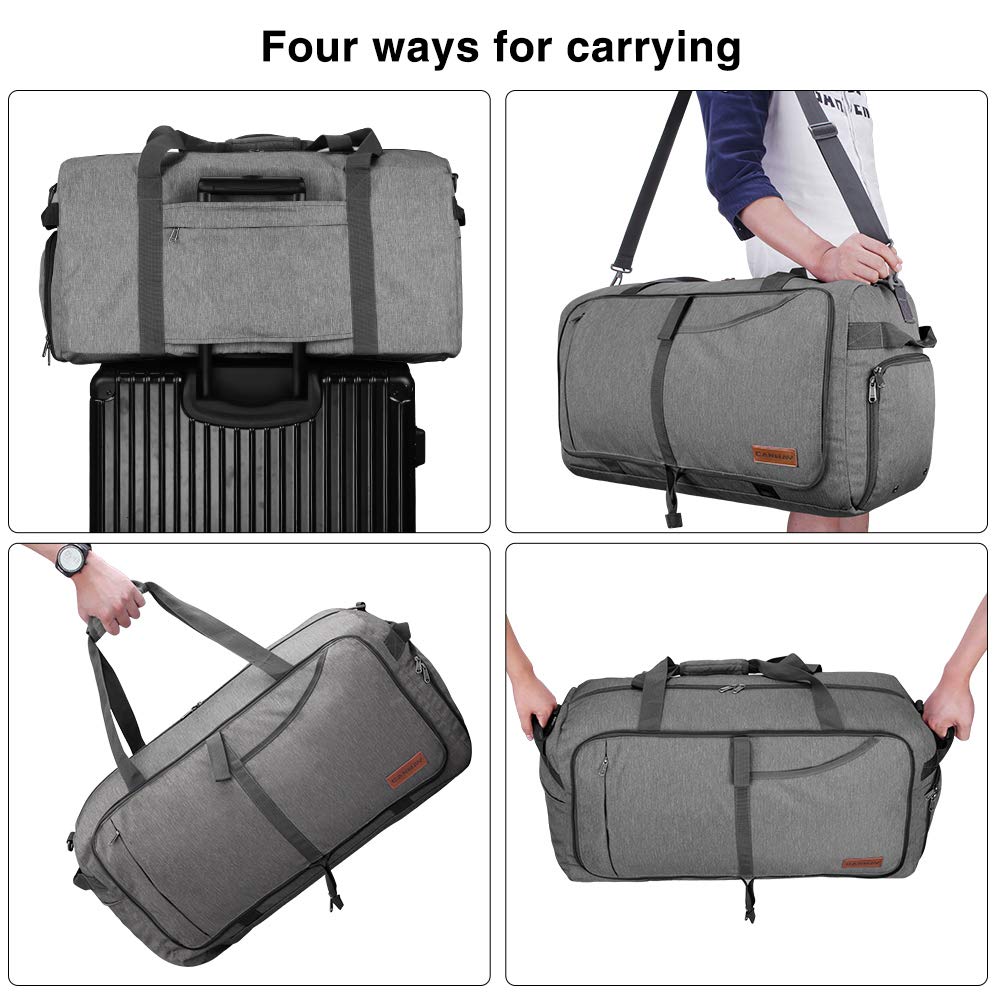 Canway 65L Travel Duffel Bag, Foldable Weekender Bag with Shoes Compar ...
