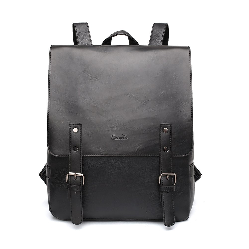 black backpack faux leather