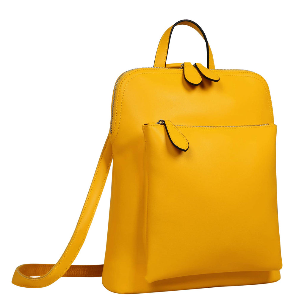 yellow leather backpack