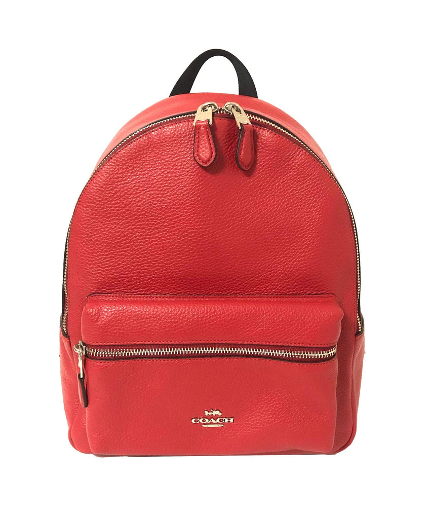 Coach F30550 Medium Charlie Backpack (SV/Bright Cardinal