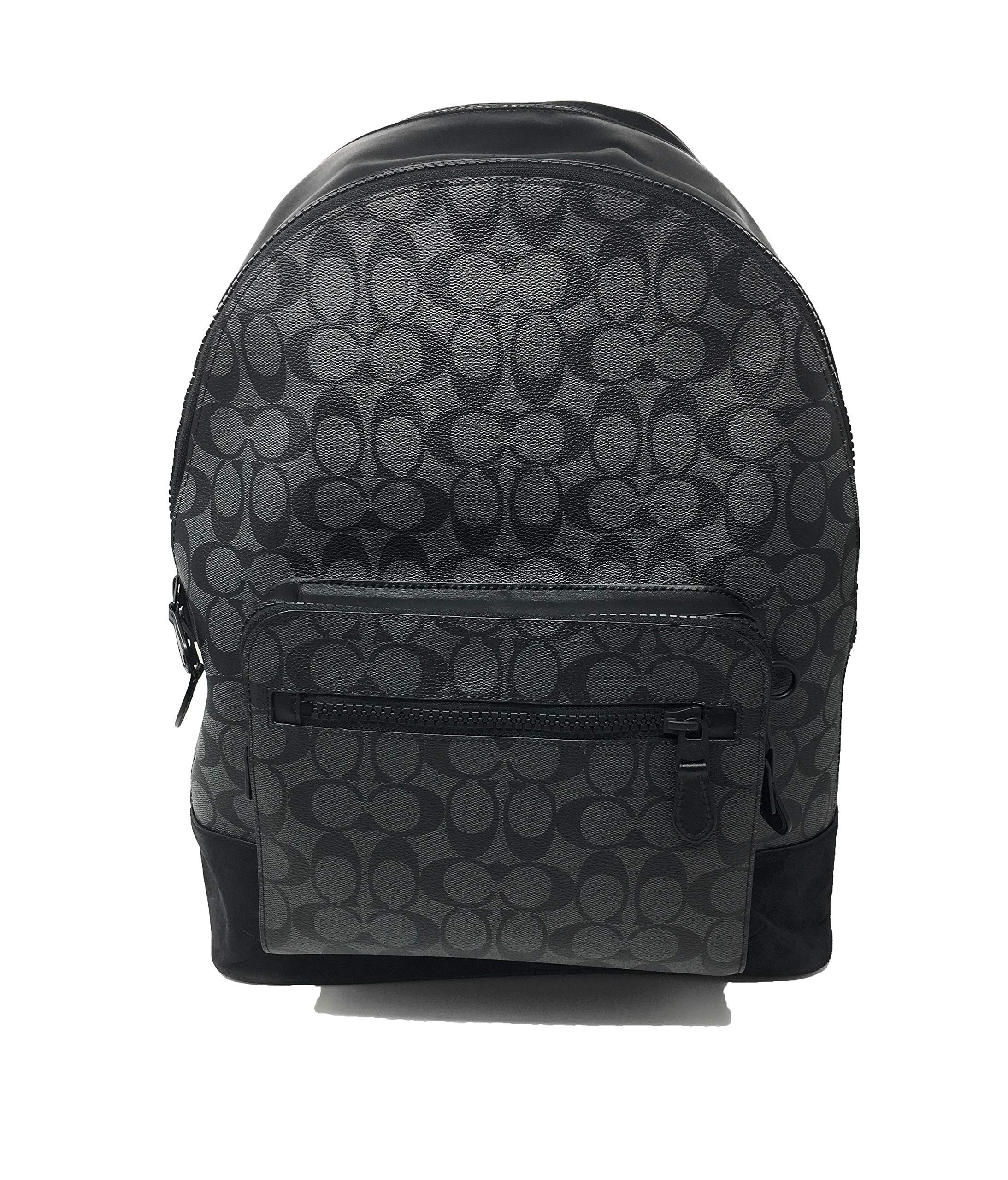 COACH F36137 WEST BACKPACK IN SIGNATURE CANVAS BLACK | backpacks4less.com