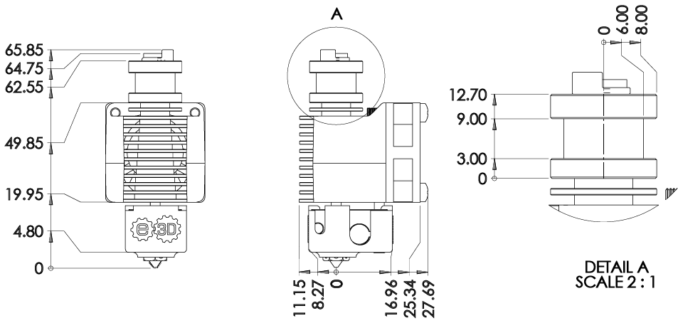 1.75mm V6 Sink Dimensions