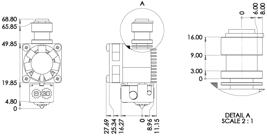 2.85mm V6 Sink Dimensions