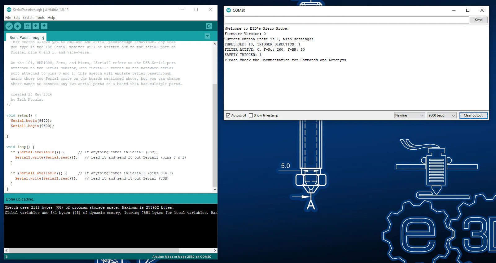 Serial monitor settings