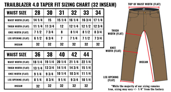 J Pants Size Chart