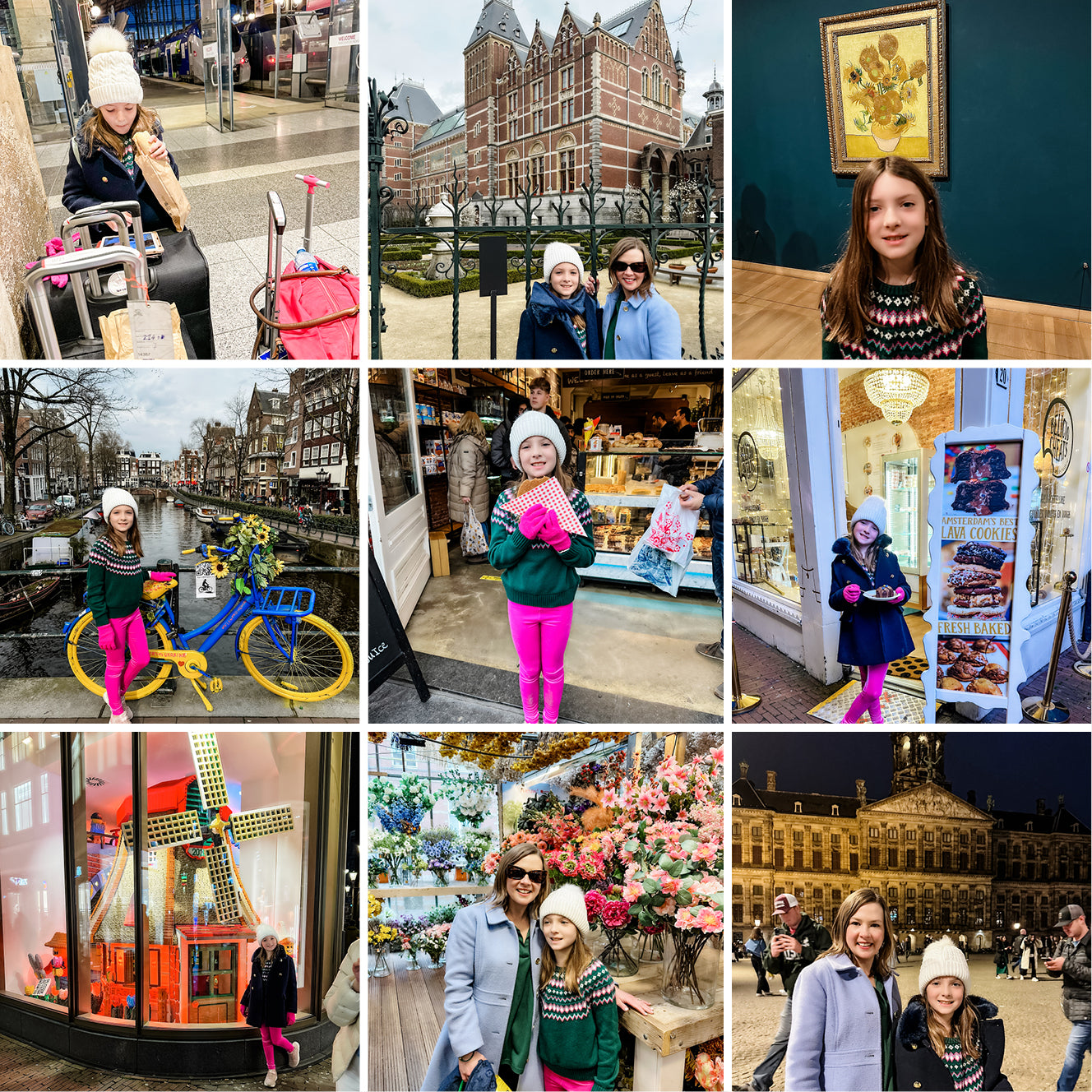 Amsterdam, Netherlands - Train Station from Paris to Amsterdam, Rijksmuseum, Van Gogh Museum, the canals, Stroopwafel, windmill out of legos, flower market, Rembrandtplein