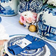 Blue and white chinoiserie tablescape, Chinoiserie & Pearl Hoop Earrings in Blue & White