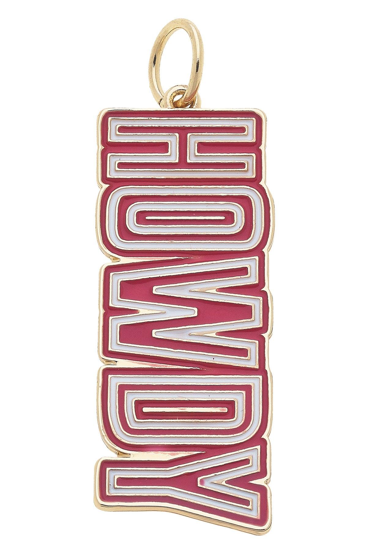 Enamel "Howdy" Charm in Pink