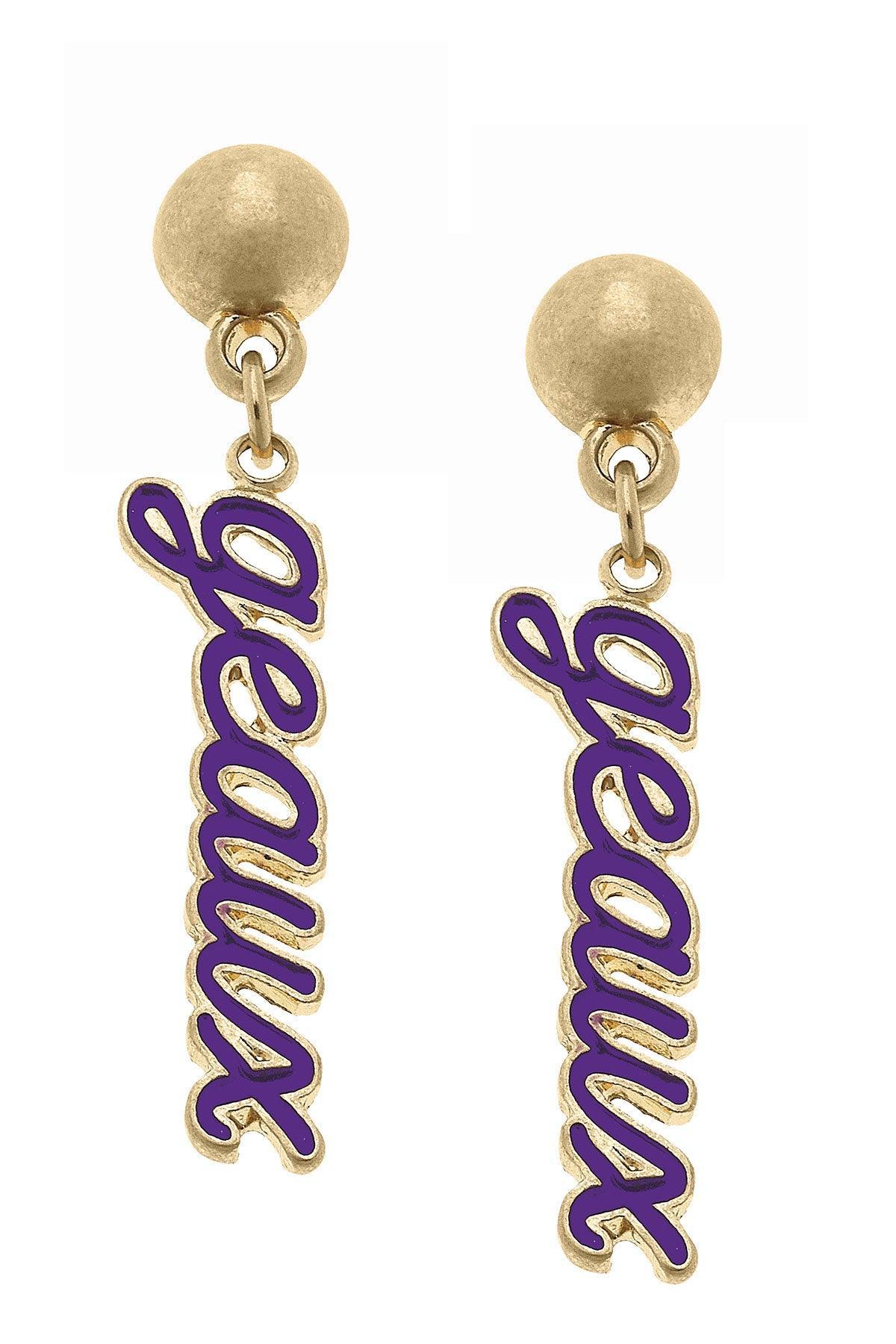 LSU Tigers Enamel Script Earrings