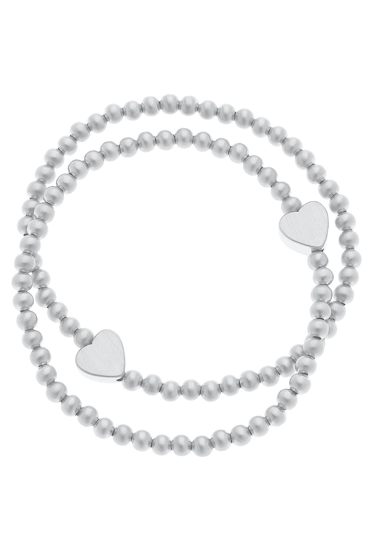 Isa Heart Ball Bead Stretch Bracelets (Set of 2)