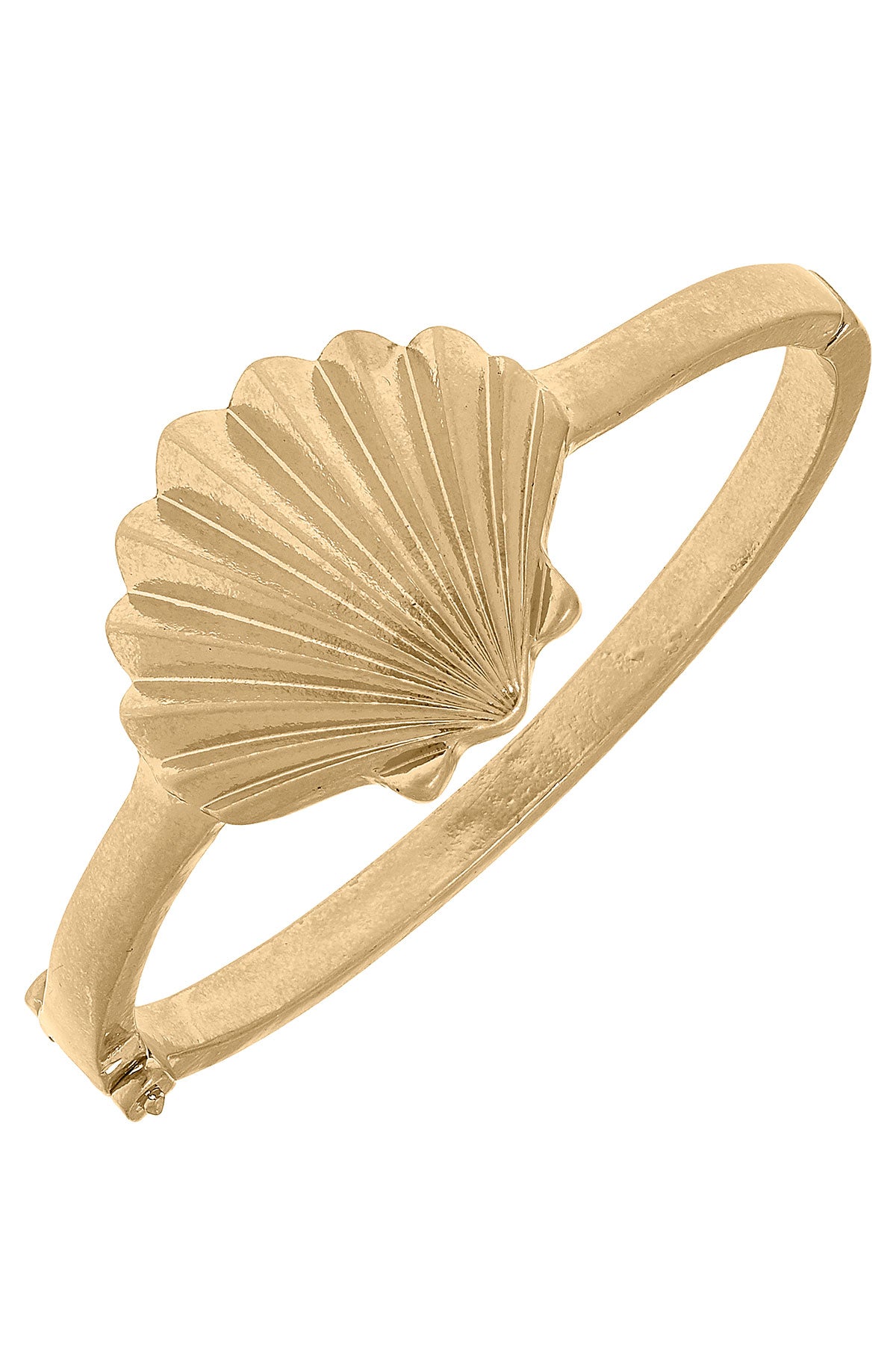 Scallop Shell Hinge Bangle in Worn Gold