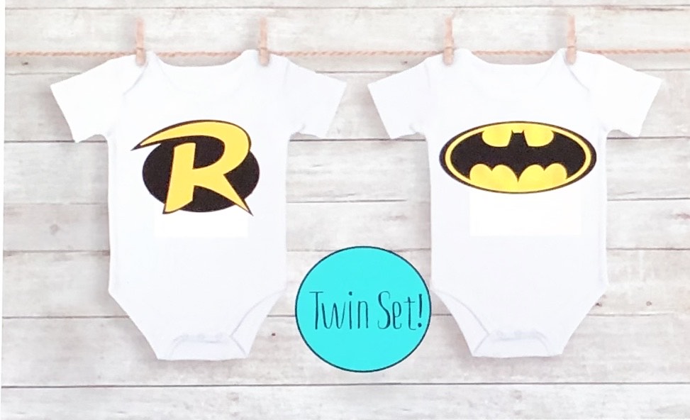 Batman & Robin Twin Set onesie or toddler shirt, twin boys, baby gift,  Halloween baby bodysuits – Teeter Totz