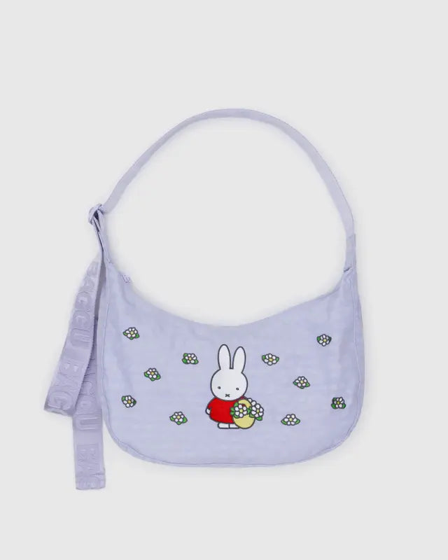 BAGGU Medium Nylon Crescent Bag- Embroidered Miffy