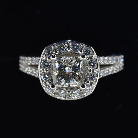 White Gold Halo Diamond Style Engagment Ring
