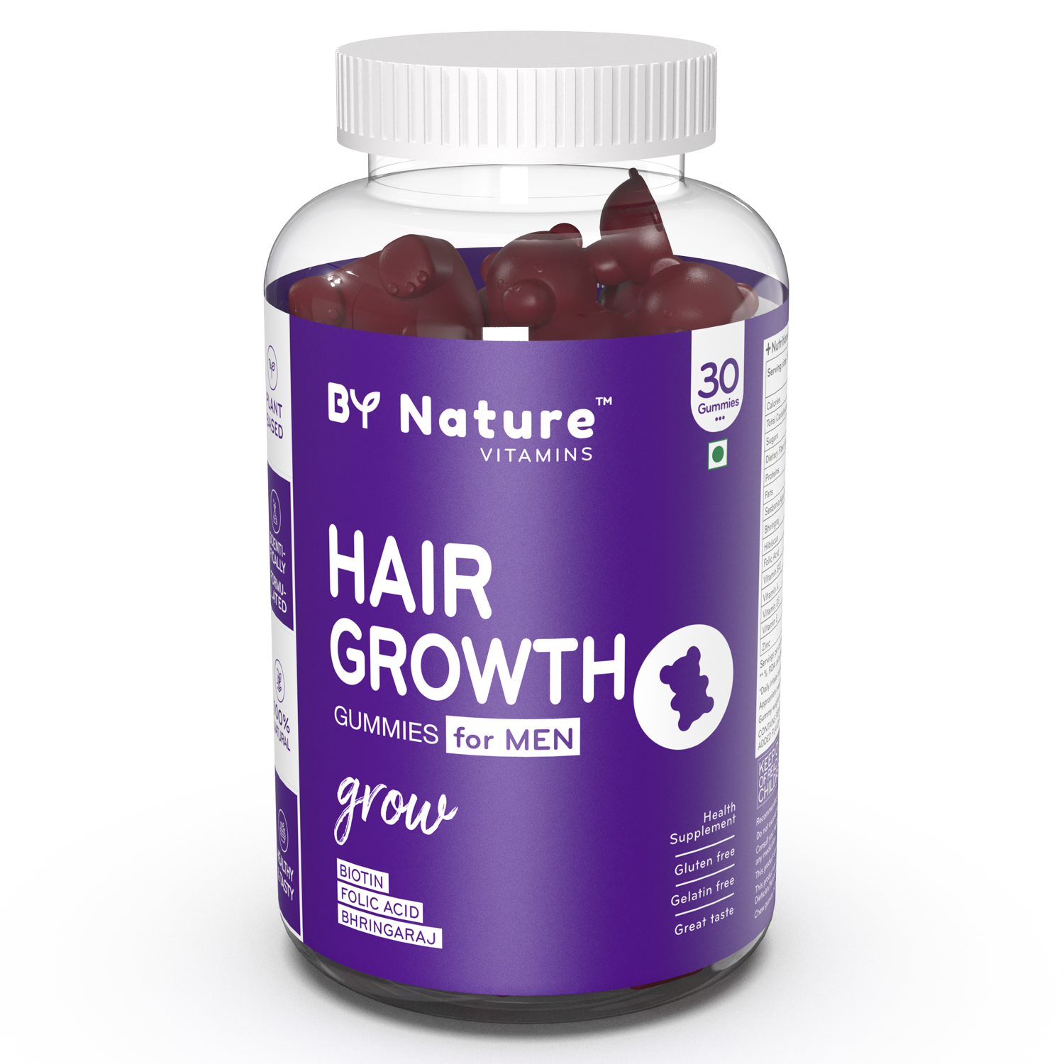 Hair Growth Gummies for Men with Biotin, Folic acid & Bhringaraj (30-D