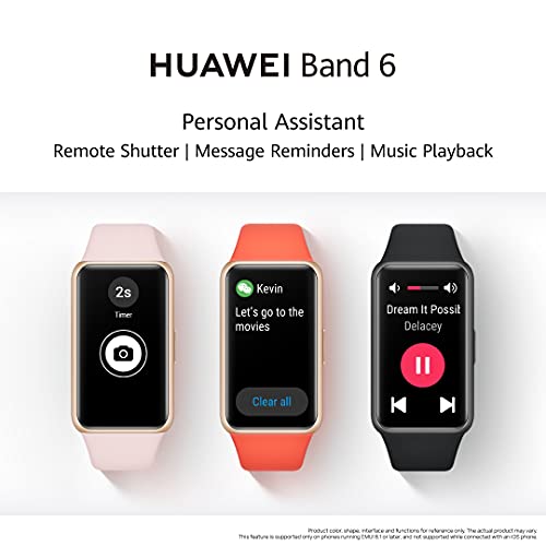 HUAWEI Band 6 Fitness Tracker Smartwatch para hombres y mujeres, pantalla a  color AMOLED de 1.47 pulgadas, SpO2, monitor de frecuencia cardíaca 24H,  duración de la batería de 14 días, rastreador de ciclo femenino,  impermeable  