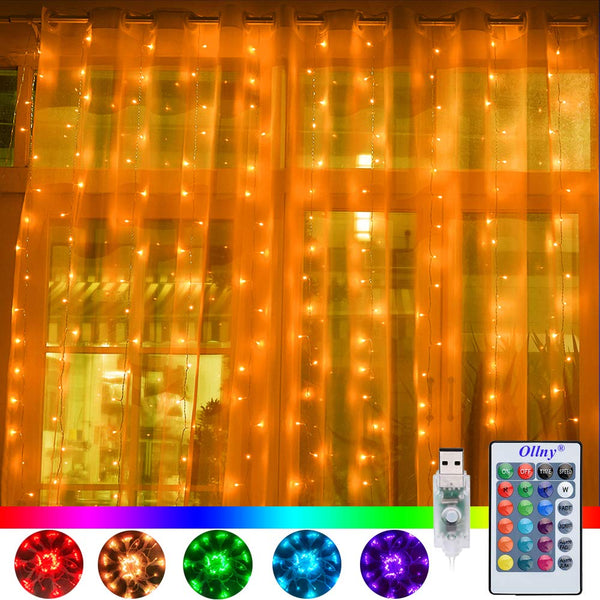 Curtain Lights 3m X 3m 240 Leds Curtain Fairy Lights Waterfall Window Icicle Fairy Lights Ollny Indoor Bedroom Wedding With Remote 16 Multi Colour