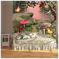 Azutura Enchanted Forest Wall Mural Red Butterfly Trees Photo Wallpaper Girls Home Decor Available In 8 Sizes X Small Digital