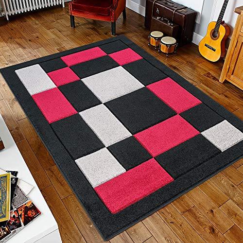 Black And Red 160 X 230 Cm Soft Super Thick Havana Beautiful Square Pattern Rugs Small Carpets Stain Resistant For Living And Bedroom Area Rug