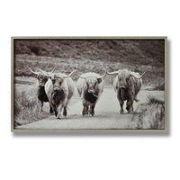 Hill Interiors Highland Cattle Wall Art Silver Picture Frame H60 X W100 X D3 8cm Silver