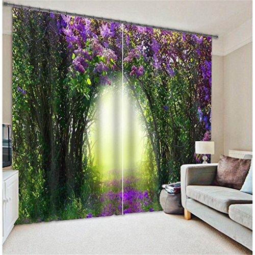 Lb 2 Panels Room Darkening Blackout Curtains Purple Flower Tree 3d Effect Print Living Room Bedroom Window Drapes