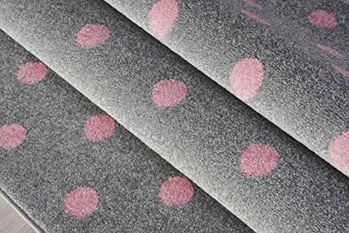 Livone Children S Bedroom Rug With Dots Circles Design Silver Grey Pink Silver Grey 160 X 220 Cm