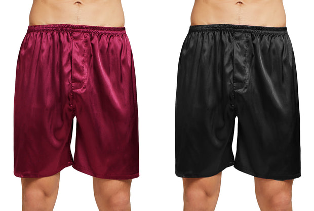 Men's Satin Boxer Briefs, Sleep Shorts Underwear (Pack of 4)-Blue/Burg –  Tony & Candice